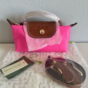 Longchamp Pink and Brown Mini Bag